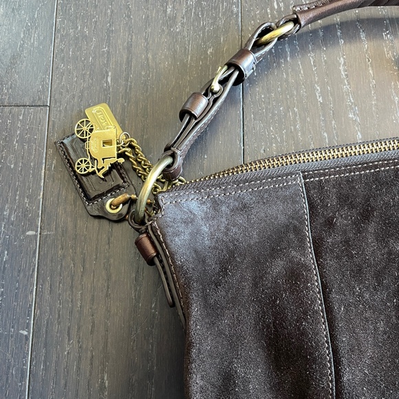 Coach Carly Brown Suede Hobo Shoulder Bag 2008 Y2K handbag vintage HTF - Picture 2 of 13